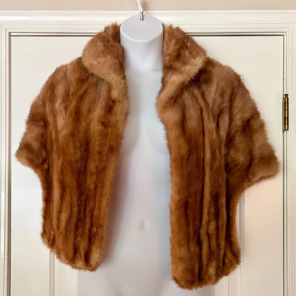 Vintage 60s Real Fur Stole Kramer's New Haven Brown Fur Wrap Cape Shawl Wedding